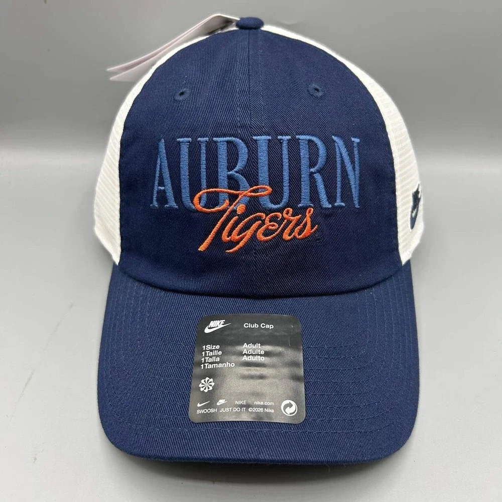 Nike Club Auburn Tigers Trucker Hat Men Blue White Strap Back Cap Cotton New